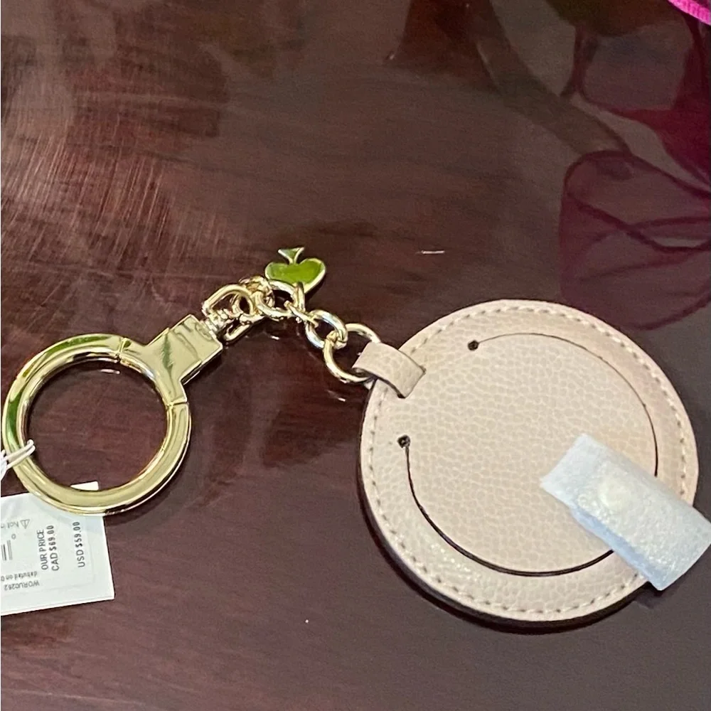 NWT KATE ♠️ SPADE LEATHER KEY CHAIN / FOB IN ROSE WITH MIRROR - Picture 7 of 7